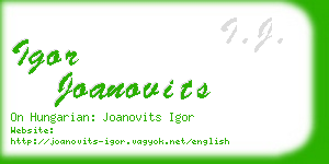 igor joanovits business card